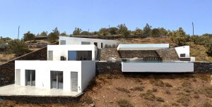 Architecture project summer villa in Kea Cyclades facade view