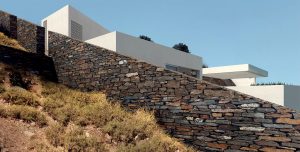 Architecture project summer villa in Kea Cyclades traditional Stone dry wall