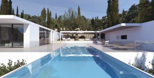 Μοντέρνα αρχιτεκτονική κατοικία στην Κέρκυρα πισίνα και bbq