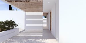 Μοντέρνα αρχιτεκτονική κατοικία στην Κέρκυρα περγολα εισόδου